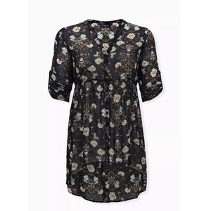 Torrid Lexie Floral Chiffon Hi Lo Babydoll Tunic Top Plus Size 1 (14-16) 1X New